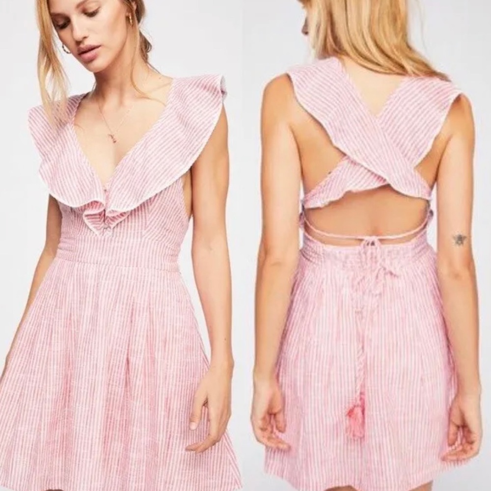 Free people red striped dress